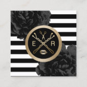 Makeup Artist Friseur Salon Moderne Strip Flora Quadratische Visitenkarte (Vorderseite)
