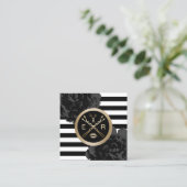 Makeup Artist Friseur Salon Moderne Strip Flora Quadratische Visitenkarte (Stehend Vorderseite)