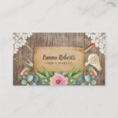 Makeup Artist Friseur Salon Rustikales Blumenholz Visitenkarte (Vorderseite)