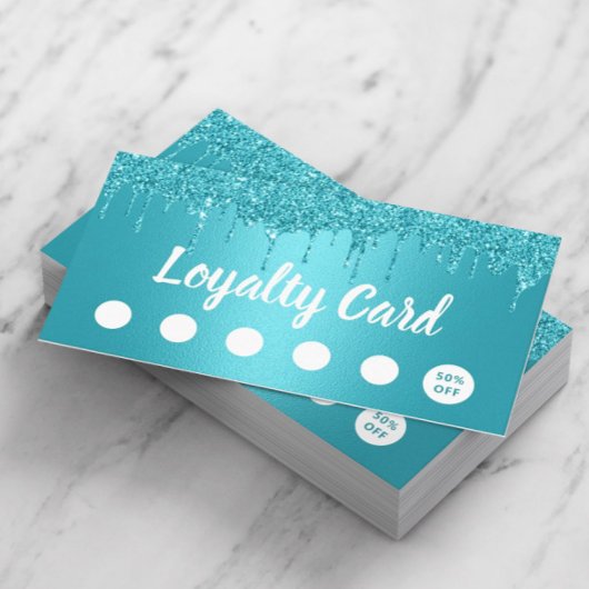 Makeup Artist Friseur Salon Türkis Tropfen Loyalit Treuekarte