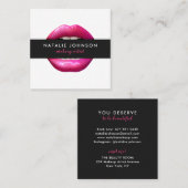 Makeup artist fuchsia lips moderne weiße Schönheit Quadratische Visitenkarte (Vorne/Hinten)