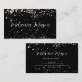 Makeup Artist Funkelnd Holographic Glitzer Black Visitenkarte (Vorne/Hinten)