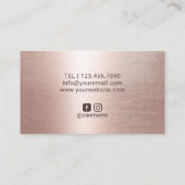 Makeup Artist Geometric Rose Gold Lips Navy Blue Visitenkarte (Rückseite)
