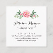 Makeup Artist Girly Romantic Floral Wrapping Quadratische Visitenkarte (Rückseite)