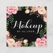 Makeup Artist Girly Romantic Floral Wrapping Quadratische Visitenkarte (Vorderseite)