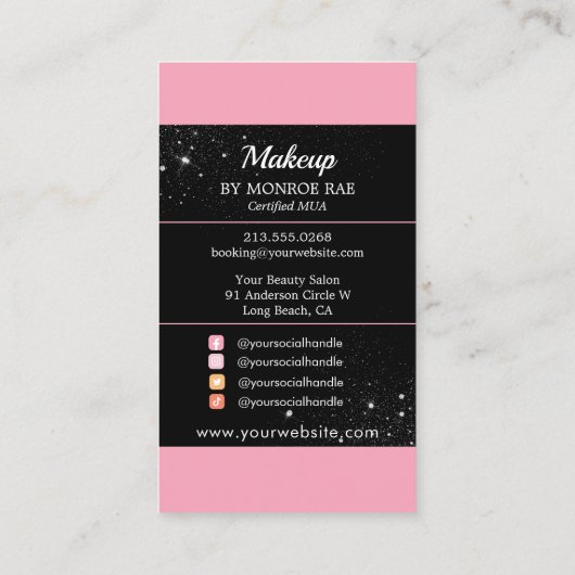 Makeup Artist Glam MUA Beauty Salon Beautician Visitenkarte (Rückseite)