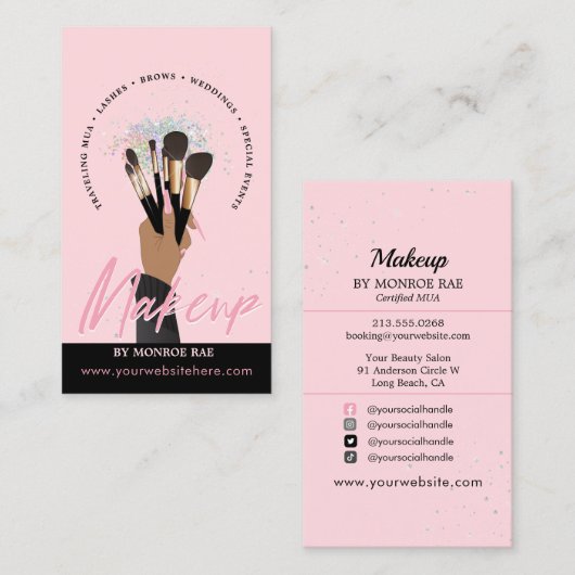 Makeup Artist Glam MUA Beauty Salon Beautician Visitenkarte (Vorne/Hinten)