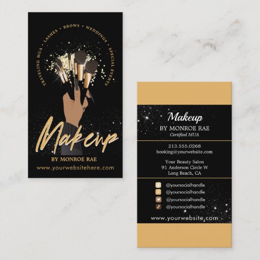 Makeup Artist Glam MUA Beauty Salon Logo Business Visitenkarte (Vorne/Hinten)