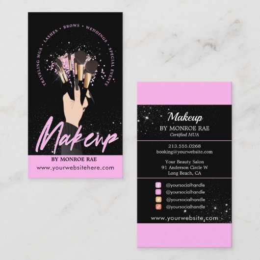 Makeup Artist Glam MUA Beauty Salon Logo Visitenkarte (Vorne/Hinten)