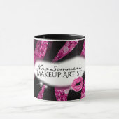Makeup Artist Glam Pink Glitzer Lips Zebra Print Tasse (Zentrum)
