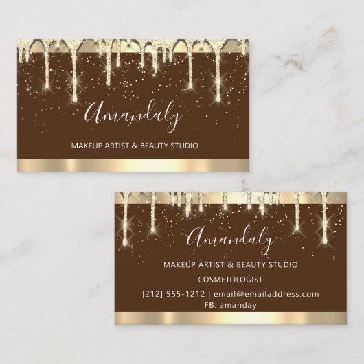 Makeup Artist Glitzer 3dEffect Tropfen Confetti Lu Visitenkarte (Vorne/Hinten)