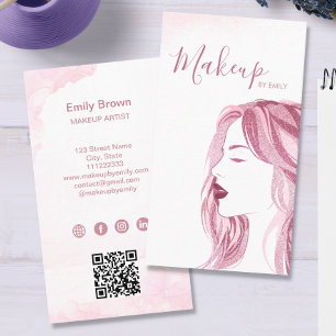 Makeup Artist Glitzer Blush Pink Beauty QR Code Visitenkarte