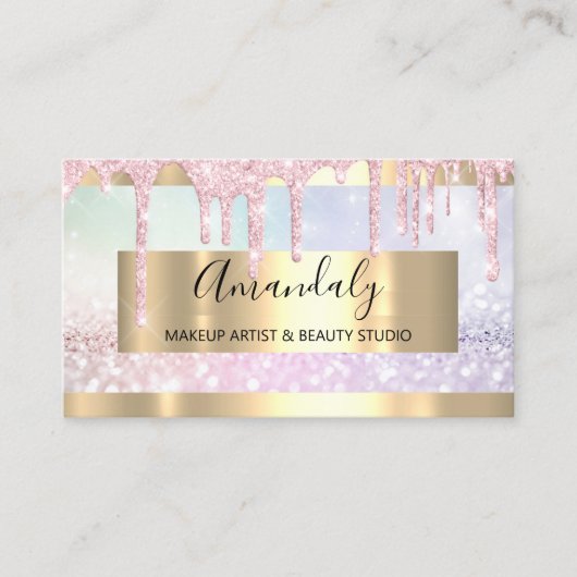 Makeup Artist Glitzer Gold Gerahmt Spark Glitzer Visitenkarte (Vorderseite)