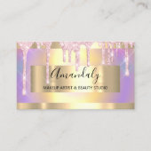 Makeup Artist Glitzer Gold Gerahmte Tropfen Hologr Visitenkarte (Vorderseite)