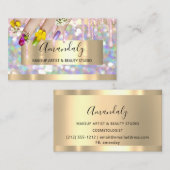 Makeup Artist Glitzer Gold Nail Artist Glitzer Visitenkarte (Vorne/Hinten)