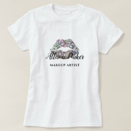 MAKEUP ARTIST Glitzer Logo Kiss Name T-Shirt