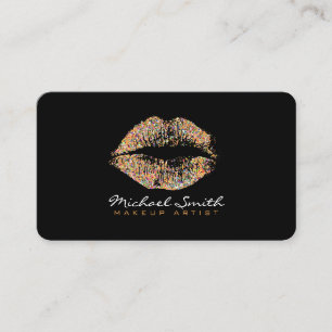 Makeup Artist Glitzer Multicolor Lippen Visitenkarte