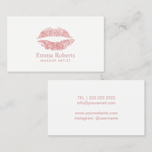 Makeup Artist Glitzer Rose Goldene Livio Vacchini Visitenkarte (Vorne/Hinten)