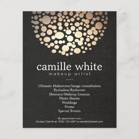 Makeup Artist Gold Circles Schönheitssalon Menü (Vorne)