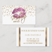 Makeup Artist Gold Confetti Dots & So Pink Lippen Visitenkarte (Vorne/Hinten)