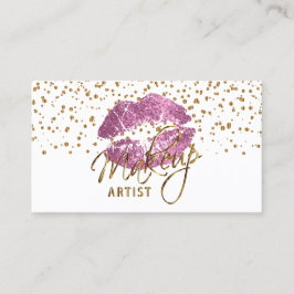 Makeup Artist Gold Confetti Dots & So Pink Lippen Visitenkarte