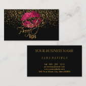 Makeup Artist - Gold Confetti & Hot Pink Lippen Visitenkarte (Vorne/Hinten)