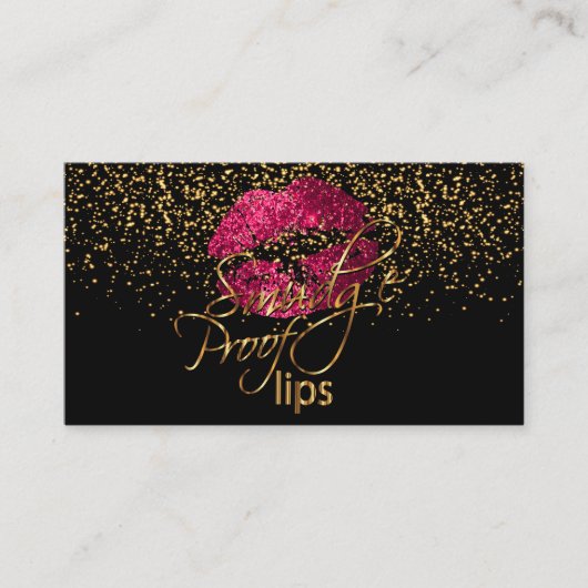 Makeup Artist - Gold Confetti & Hot Pink Lippen Visitenkarte (Vorderseite)