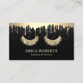 Makeup Artist Gold Eyelash Salon Trendy Tropfen Visitenkarte (Vorderseite)