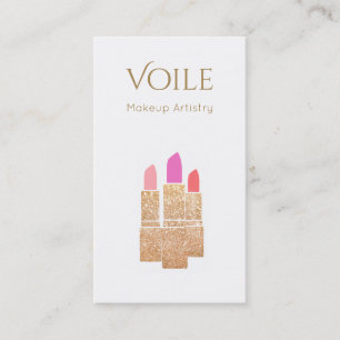 Makeup Artist Gold Glitzer Lipstick Beauty Salon Visitenkarte