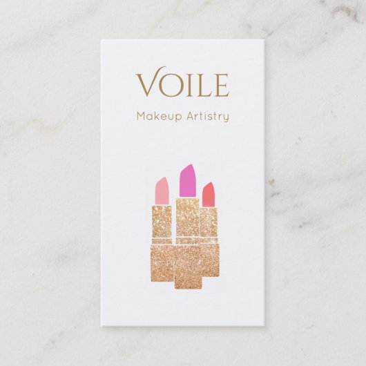 Makeup Artist Gold Glitzer Lipstick Beauty Salon Visitenkarte (Vorderseite)