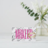 Makeup Artist Gold Kiss Modern Marble Background Visitenkarte (Stehend Vorderseite)