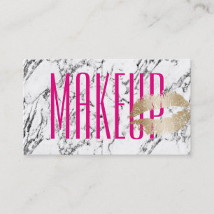 Makeup Artist Gold Kiss Modern Marble Background Visitenkarte
