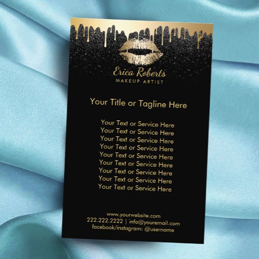 Makeup Artist Gold Liften Moderne Tropfen Schwarze Flyer
