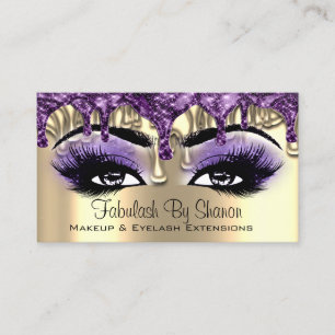 Makeup Artist Gold Lila Tropfen Eyes Lashes Visitenkarte