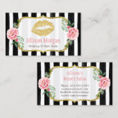 Makeup Artist Gold Lippen Romantische Streifen Visitenkarte (Vorne/Hinten)