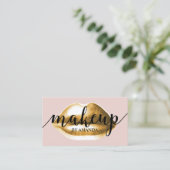 Makeup Artist Gold Lips Klassische Typografie Girl Visitenkarte (Stehend Vorderseite)