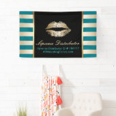 Makeup Artist Gold Lips Modern Aquamarine und gold Banner (Insitu)