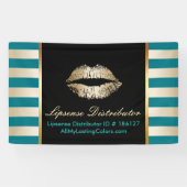 Makeup Artist Gold Lips Modern Aquamarine und gold Banner (Horizontal)