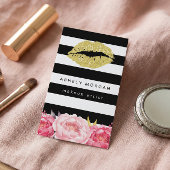 Makeup Artist Gold Lips Modern Blumenstrauß Deko S Visitenkarte