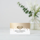 Makeup Artist Gold Lips Modern Driving Visitenkarte (Stehend Vorderseite)