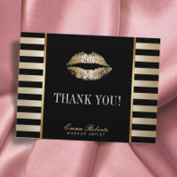 Makeup Artist Gold Lips Moderne Streifen Danke