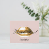 Makeup Artist Gold Lips Rosa Salon Danke Postkarte (Stehend Vorderseite)