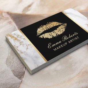 Makeup Artist Gold Lips Salon Luxus Marmor Visitenkarte
