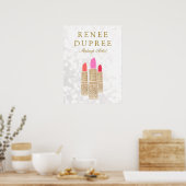 Makeup Artist Gold Lipstick Bokeh Beauty Poster (Küche)