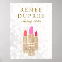 Makeup Artist Gold Lipstick Bokeh Beauty