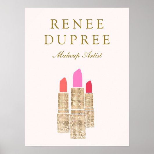 Makeup Artist Gold Lipstick Bokeh Beauty Poster (Vorne)