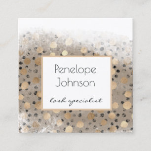 Makeup Artist Gold Polka Dots Glam Quadratische Visitenkarte