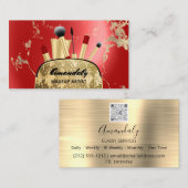 Makeup Artist Gold QR Code Logo-Brushs Marmor-Bu Visitenkarte (Vorne/Hinten)