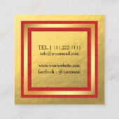 Makeup Artist Gold Rote Lippen Pinsel Quadratische Visitenkarte (Rückseite)