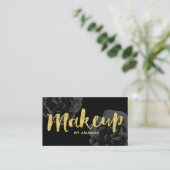 Makeup Artist Gold Script Elegantes Schwarzes Flor Visitenkarte (Stehend Vorderseite)